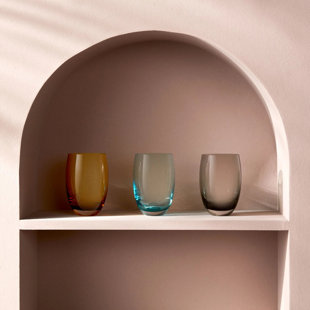 Nude Colored O Red Water and Soft Drink Glass Set